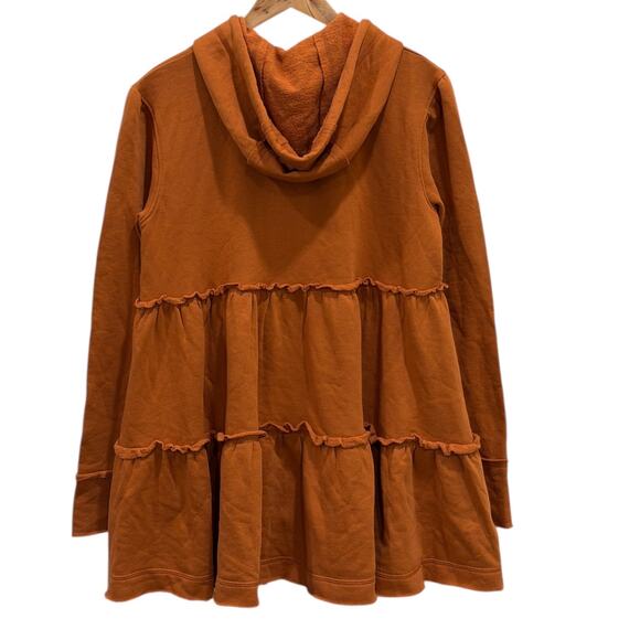 Free People Tiered Trapeze Zip Sweatshirt In Orange - Picture 5 of 8